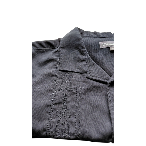 Denver Hayes Black Embroidered Casual Button Down Shirt - Picture 5 of 6